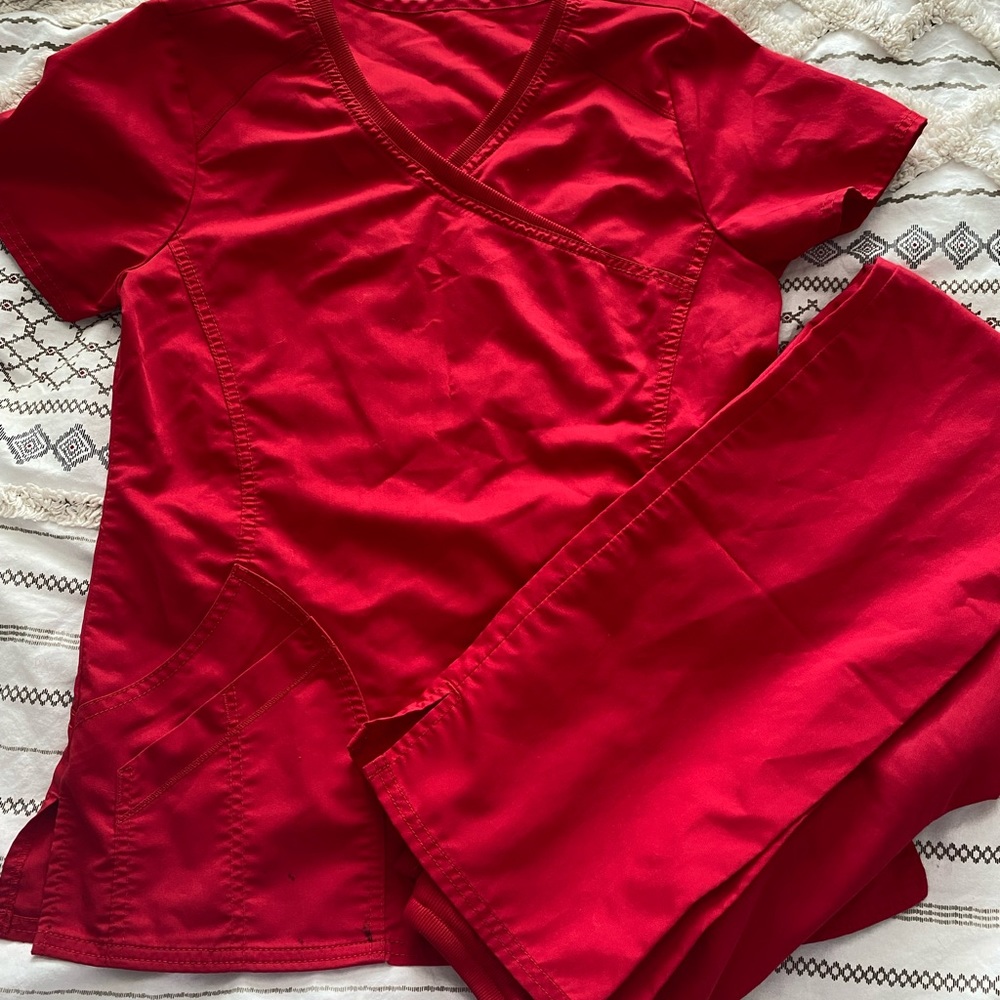 Red Scrub Set